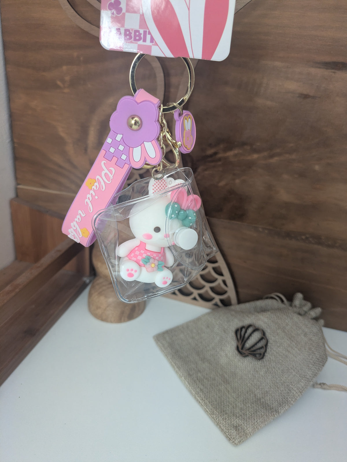 Porte-clés lapin pochette