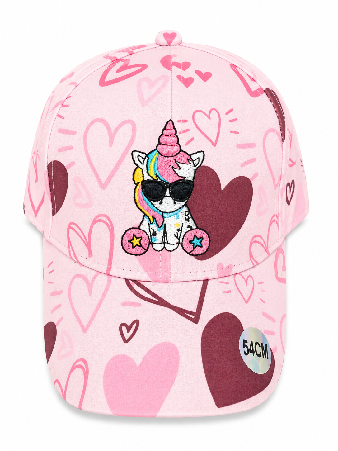 Casquette licorne rose motifs coeurs Taille 54