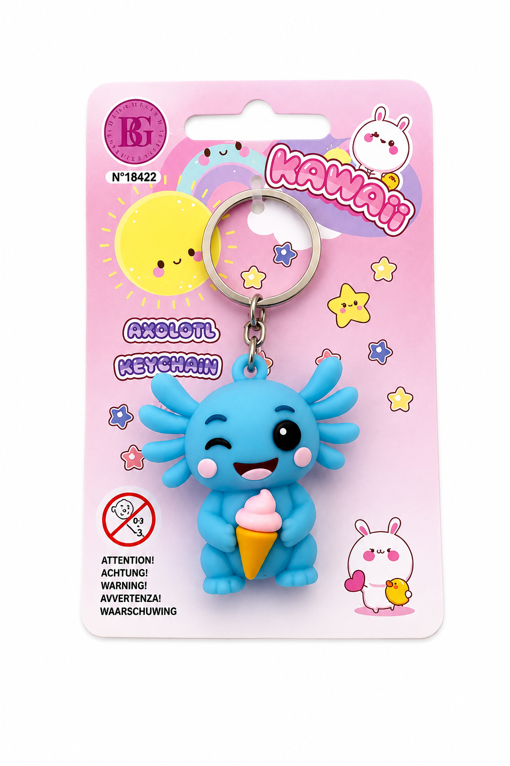 Porte-clés axolotl bleu