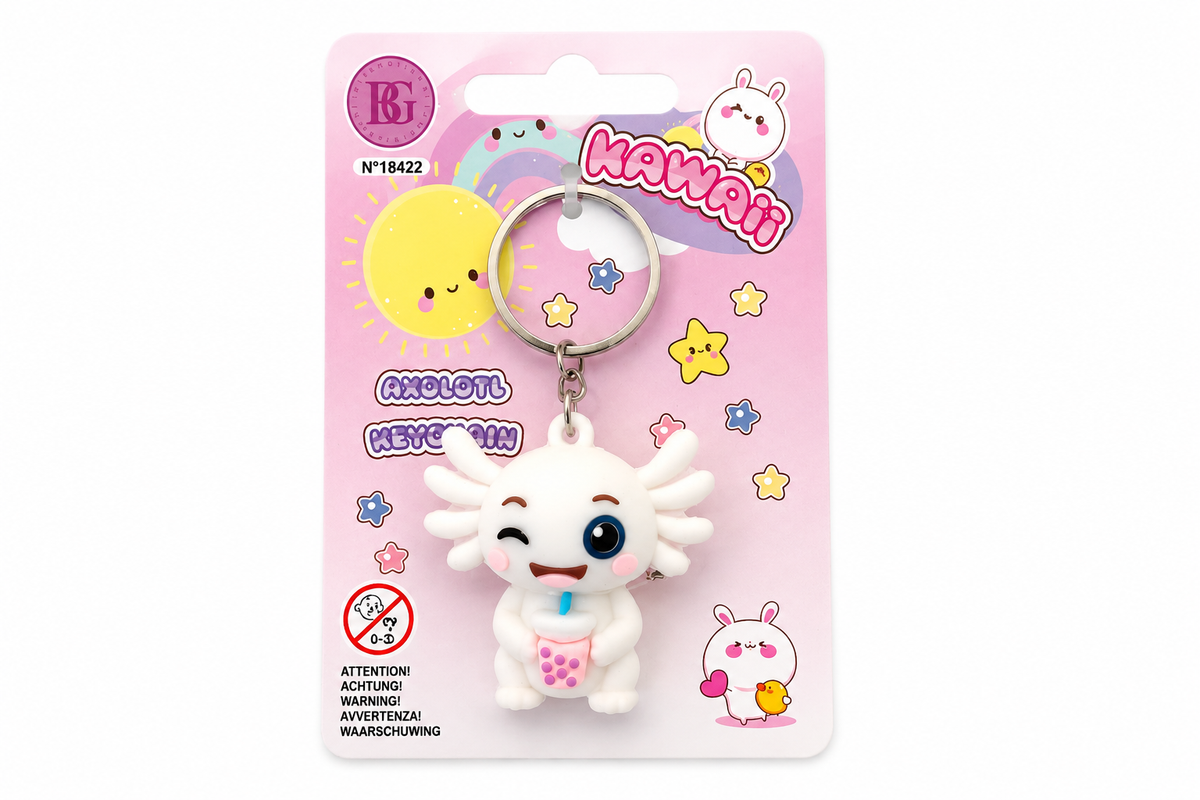 Porte-clés axolotl blanc