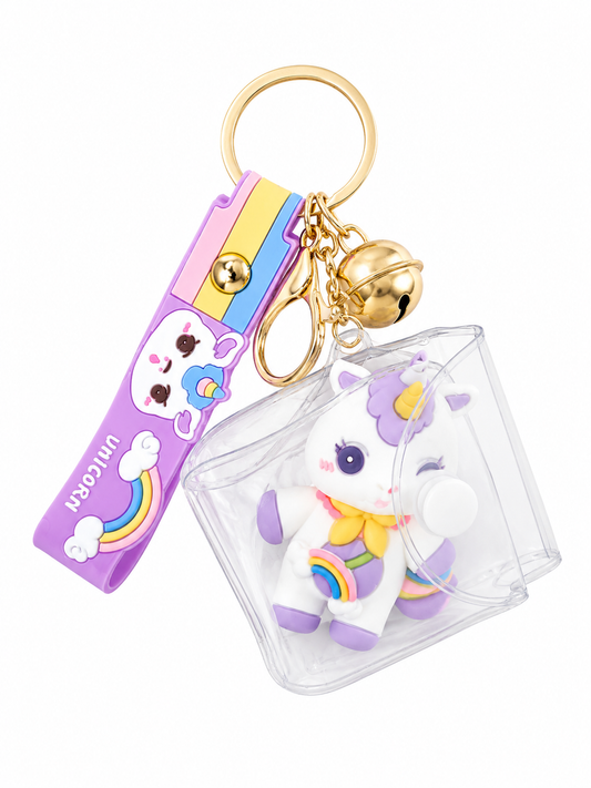 Porte-clés licorne violette pochette