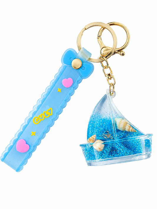 Porte-clés bateau bleu