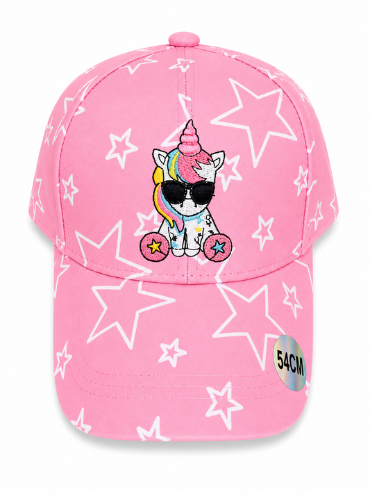 Casquette licorne rose motif étoiles taille 54